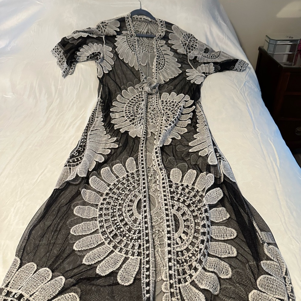 Siren Lily Gray and Black Lace Detail